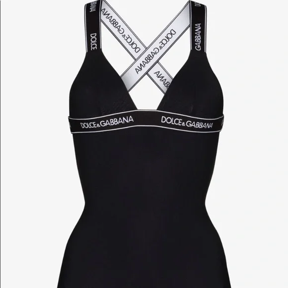 Dolce & Gabbana Women's Black Logo Trim Swimsuit - Picture 4 of 4